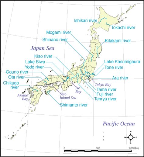 日本水流方向|日本河川図 Rivers in Japan